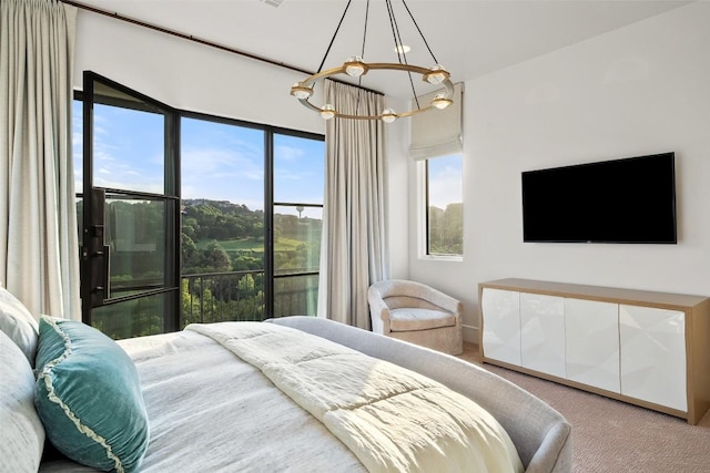 1508 Mesa Ridge Ln, Austin, TX 78735 - bedroom featuring a chandelier and carpet flooring