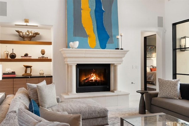 1508 Mesa Ridge Ln, Austin, TX 78735 - living room with a warm lit fireplace