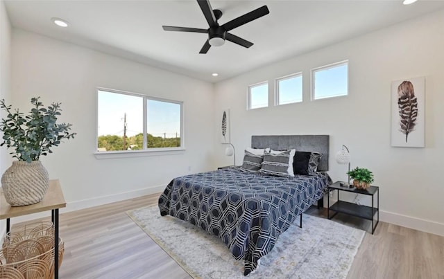 7306 Carver Ave Unit 1, Austin, TX 78752 - bedroom with recessed lighting, wood finished floors, and ceiling fan