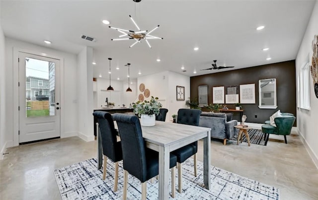 7613 Providence Ave Unit 1, Austin, TX 78752 - dining space with concrete floors, recessed lighting, and a ceiling fan