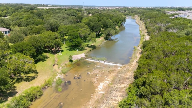 1001 S Gabriel Dr, Leander, TX 78641 - aerial view of property's location featuring a large body of water and a forest