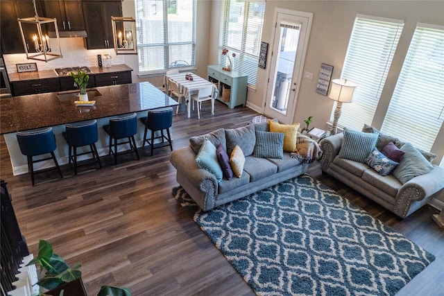 2616 Pine Branch Rd, Leander, TX 78641 - living room with dark wood-style flooring