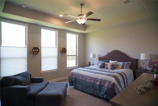 2616 Pine Branch Rd, Leander, TX 78641 - carpeted bedroom with a raised ceiling and ceiling fan