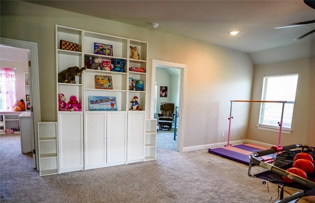 2616 Pine Branch Rd, Leander, TX 78641 - playroom with carpet floors and ceiling fan