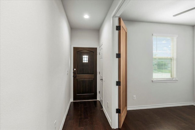 1629 W Broade St, Leander, TX 78641 - doorway featuring wood finished floors, recessed lighting, and ceiling fan