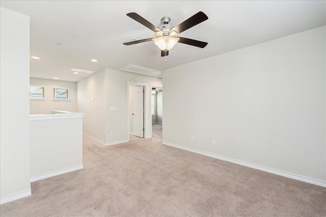 1629 W Broade St, Leander, TX 78641 - empty room featuring attic access, light colored carpet, a ceiling fan, and recessed lighting