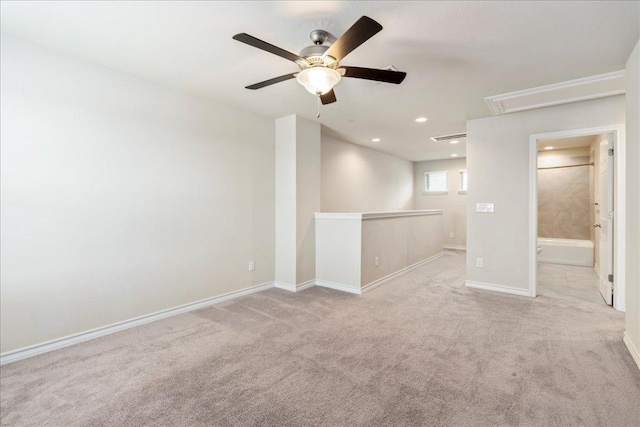 1629 W Broade St, Leander, TX 78641 - carpeted spare room with attic access, ceiling fan, and recessed lighting
