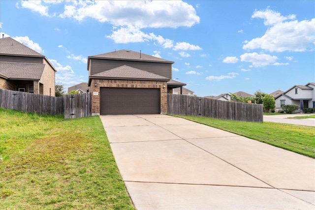 1629 W Broade St, Leander, TX 78641 - view of front of home featuring brick siding, a garage, driveway, a shingled roof, and a residential view
