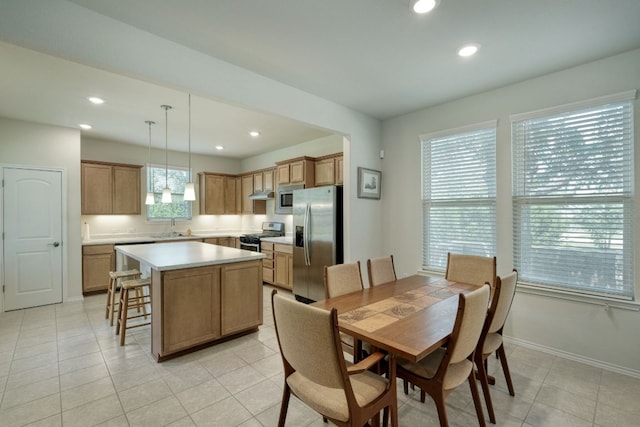 502 Saratoga Ln, Georgetown, TX 78633 - dining room featuring recessed lighting and light tile patterned floors