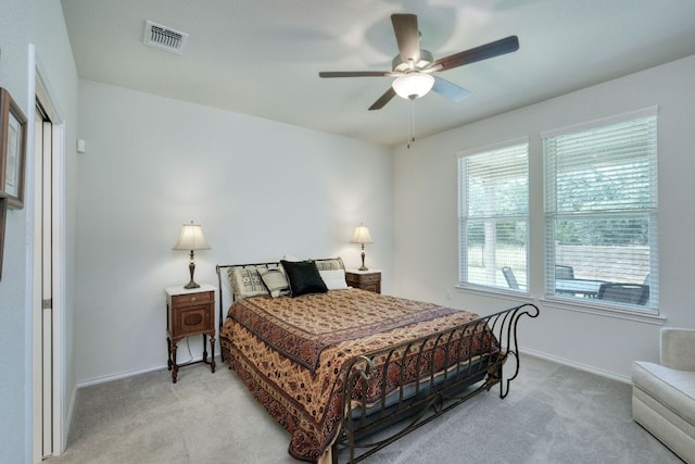 502 Saratoga Ln, Georgetown, TX 78633 - bedroom with light carpet and a ceiling fan