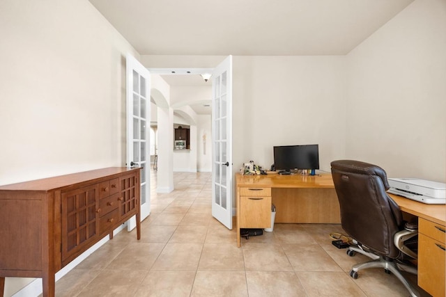 106 Tonkawa Trl W, Austin, TX 78738 - office space with french doors, light tile patterned floors, and arched walkways
