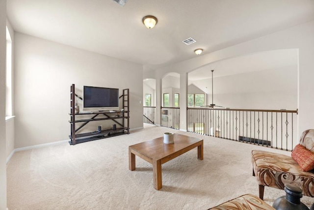 106 Tonkawa Trl W, Austin, TX 78738 - living room with carpet flooring and a ceiling fan