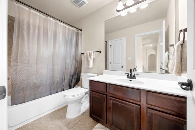 106 Tonkawa Trl W, Austin, TX 78738 - full bathroom with vanity, shower / tub combo with curtain, and tile patterned flooring