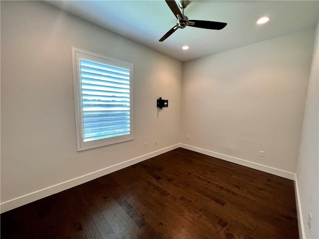 1126 Linden St Unit 2, Austin, TX 78702 - spare room featuring dark wood finished floors, ceiling fan, and recessed lighting
