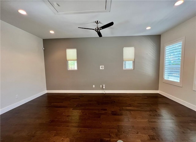 1126 Linden St Unit 2, Austin, TX 78702 - unfurnished room with hardwood / wood-style floors, plenty of natural light, recessed lighting, and ceiling fan