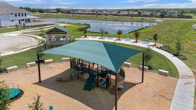 19512 Erna Dr, Pflugerville, TX 78660 - view of swimming pool with a water view, a residential view, and a yard