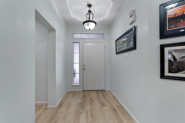 914 Flanagan Dr, Leander, TX 78641 - entryway featuring light wood-style floors and baseboards