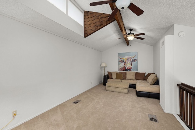 229 Comanche Ln, Point Venture, TX 78645 - living room featuring a ceiling fan, carpet floors, and a textured ceiling