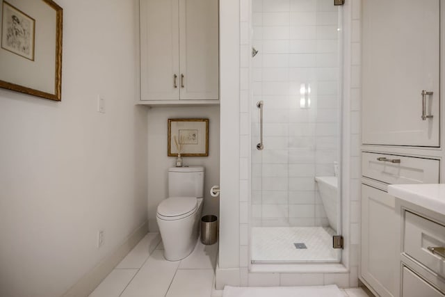 2908 Glenview Ave, Austin, TX 78703 - full bath with a stall shower, tile patterned floors, and vanity