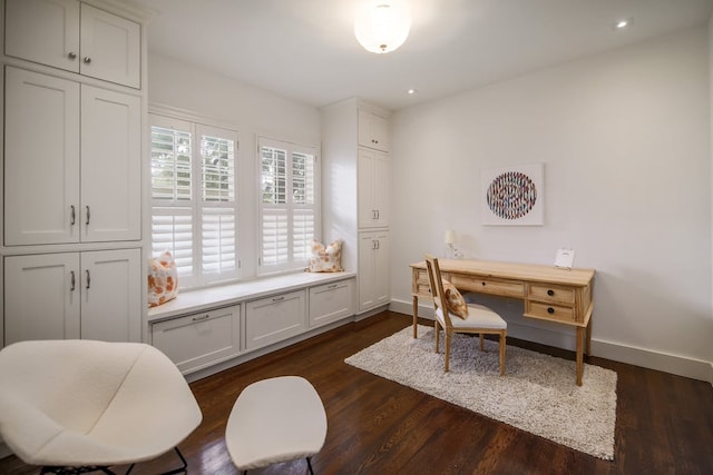 2908 Glenview Ave, Austin, TX 78703 - home office with dark wood-style floors and recessed lighting