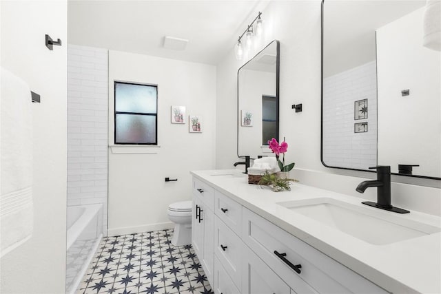 12416 Cassady Dr, Austin, TX 78727 - full bath featuring tile patterned floors, double vanity, and bathtub / shower combination