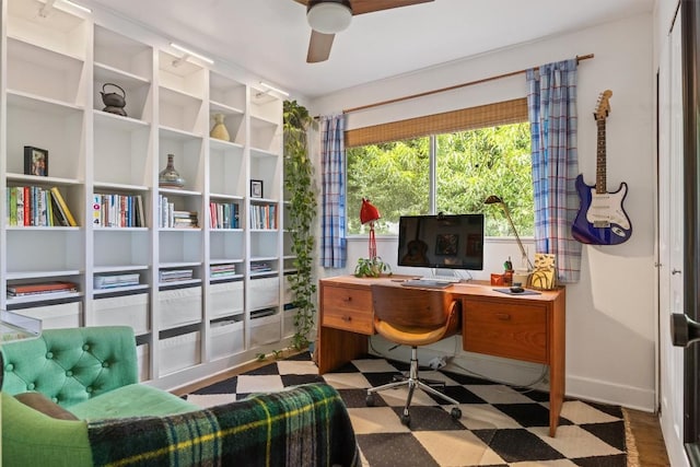 5201 Harvest Cir, Austin, TX 78745 - office area featuring a ceiling fan and tile patterned floors