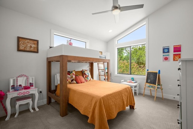 611 Gaylor St Unit 2, Austin, TX 78752 - bedroom with lofted ceiling, carpet flooring, and ceiling fan