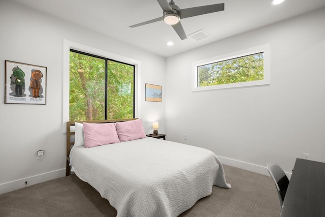 611 Gaylor St Unit 2, Austin, TX 78752 - bedroom featuring carpet floors, recessed lighting, and a ceiling fan