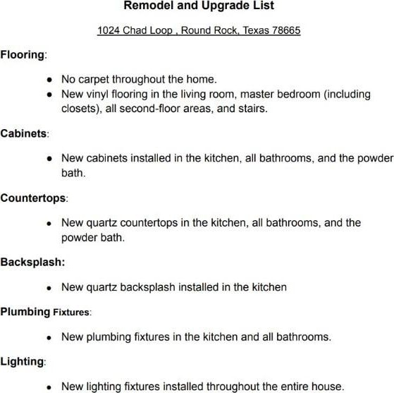 1024 Chad Loop, Round Rock, TX 78665 - view of a document