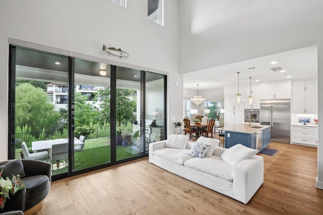 101 Cascading Water Pl, Austin, TX 78734 - living area featuring light wood-type flooring and a high ceiling