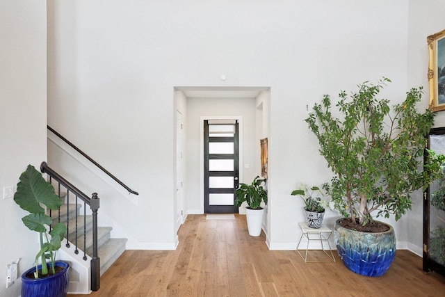101 Cascading Water Pl, Austin, TX 78734 - foyer entrance featuring wood finished floors and stairway