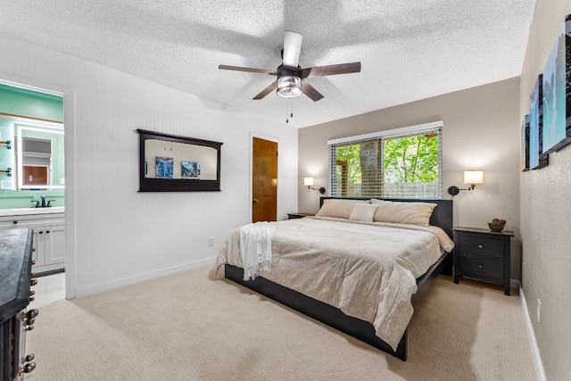 803 Lone Star Dr, Cedar Park, TX 78613 - bedroom featuring carpet, ensuite bath, a textured ceiling, and ceiling fan