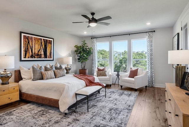 9501 Wiggy Way, Austin, TX 78744 - bedroom featuring wood finished floors, recessed lighting, and a ceiling fan