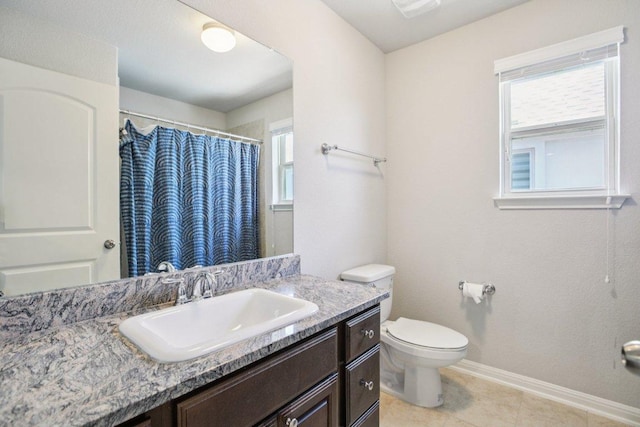3200 Bravo Dr, Leander, TX 78641 - bathroom with vanity, tile patterned flooring, and curtained shower