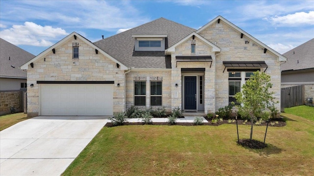 271 Eclipse Dr, Austin, TX 78737 - view of front of property featuring stone siding, roof with shingles, an attached garage, and concrete driveway