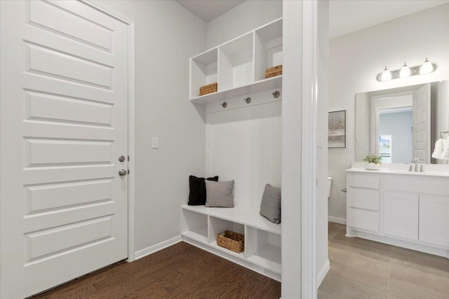 271 Eclipse Dr, Austin, TX 78737 - mudroom with a sink and wood finished floors