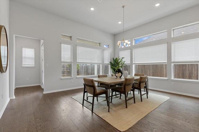 271 Eclipse Dr, Austin, TX 78737 - dining room with a chandelier, healthy amount of natural light, wood finished floors, and recessed lighting