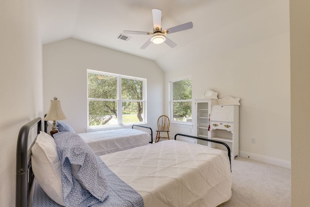 38 Cottondale Rd, The Hills, TX 78738 - bedroom with lofted ceiling, light colored carpet, and a ceiling fan
