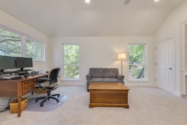 38 Cottondale Rd, The Hills, TX 78738 - carpeted office with lofted ceiling, recessed lighting, and ceiling fan