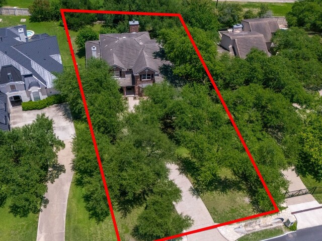 38 Cottondale Rd, The Hills, TX 78738 - aerial view of property and surrounding area featuring property boundaries highlighted