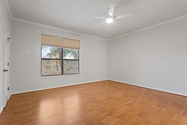 4921 Big Bend Trl, Georgetown, TX 78633 - unfurnished room with ornamental molding, a ceiling fan, and light wood-style floors
