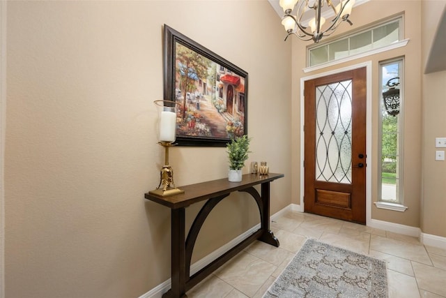 399 Whispering Wind Way, Austin, TX 78737 - foyer entrance with a chandelier, healthy amount of natural light, and light tile patterned floors