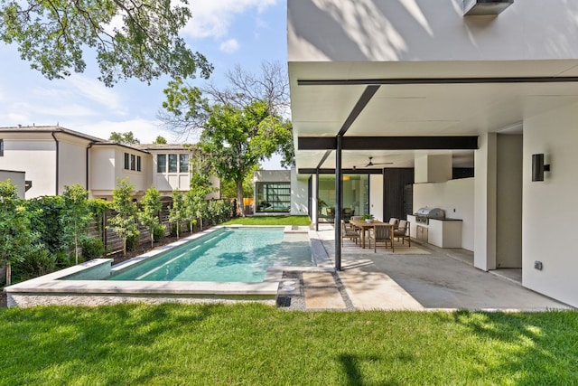 2701 Greenlee Dr, Austin, TX 78703 - swimming pool with ceiling fan, a patio area, and area for grilling