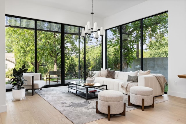 2701 Greenlee Dr, Austin, TX 78703 - sunroom with a chandelier and plenty of natural light