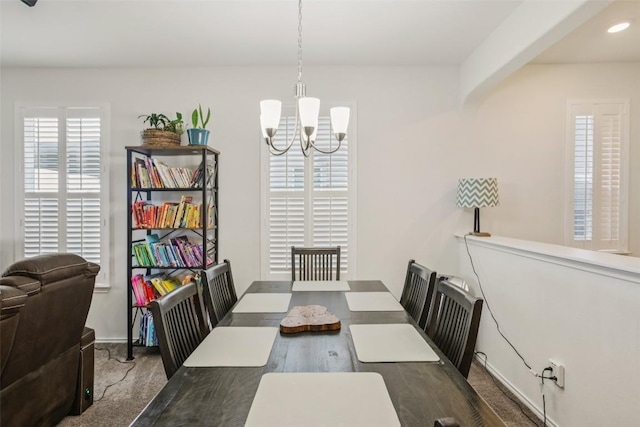 657 Bailey Park Dr, Jarrell, TX 76537 - dining area with a chandelier and recessed lighting