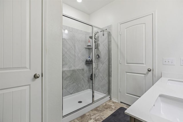 657 Bailey Park Dr, Jarrell, TX 76537 - full bathroom featuring a shower stall and double vanity