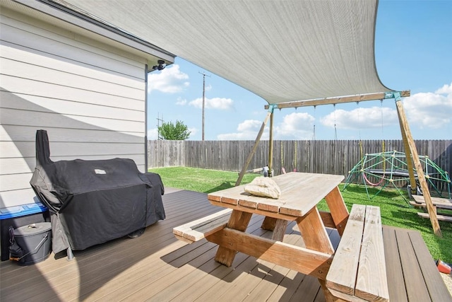 657 Bailey Park Dr, Jarrell, TX 76537 - deck with outdoor dining space and a fenced backyard
