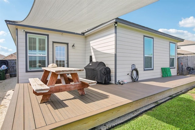 657 Bailey Park Dr, Jarrell, TX 76537 - wooden deck with grilling area