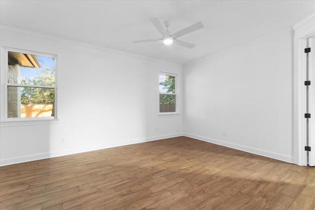 4121 Turning Leaf Dr, Nolanville, TX 76559 - unfurnished room with healthy amount of natural light, wood finished floors, crown molding, and ceiling fan