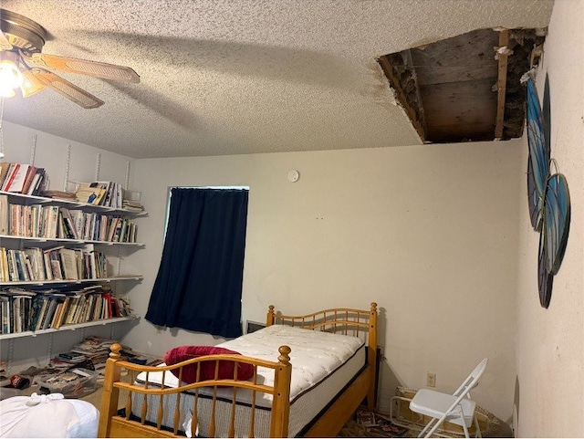 8306 Hanbridge Ln, Austin, TX 78736 - bedroom featuring a textured ceiling and ceiling fan